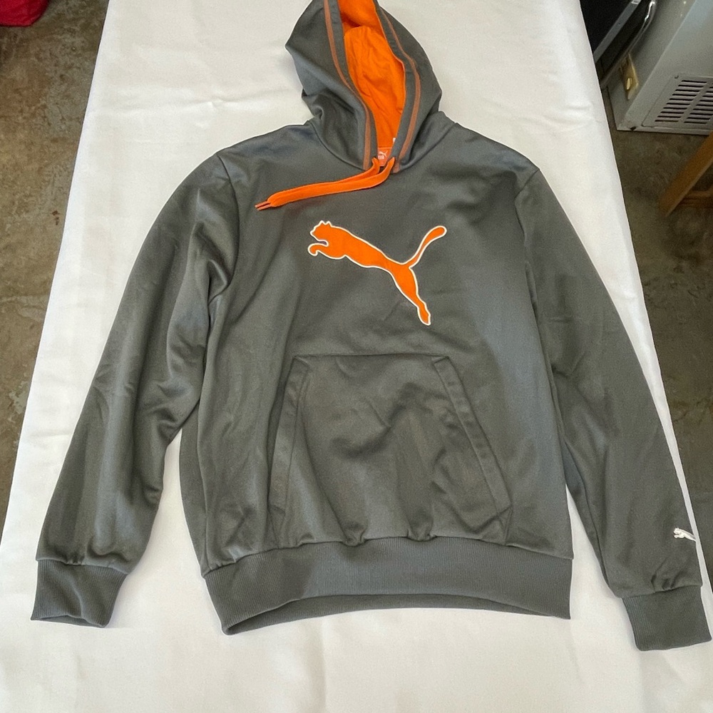 Puma Hoodie Adult Small – Gray with Orange Logo